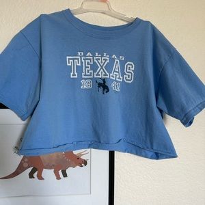 blue texas crop top